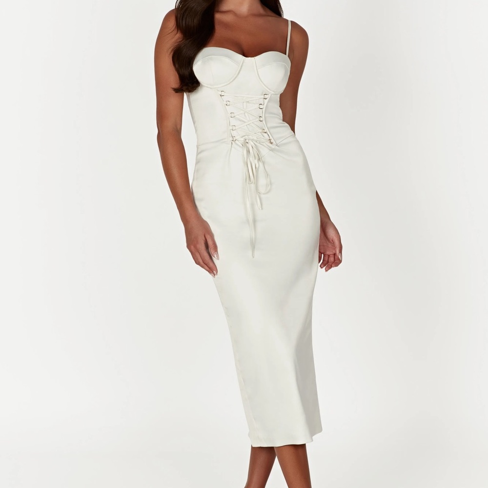 Meshki Camelia Corset Midi Dress - Ivory - XXS